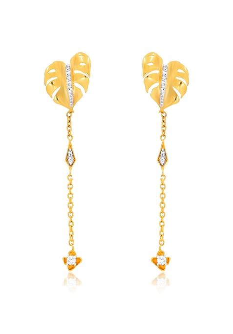 Indya X Senco Fascinating Verdancy Diamond Drop Earrings