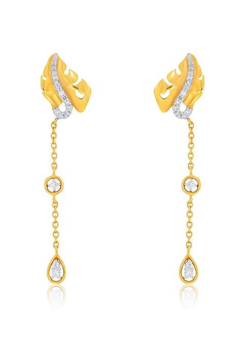 Indya X Senco Monstera Charisma Diamond Drop Earrings