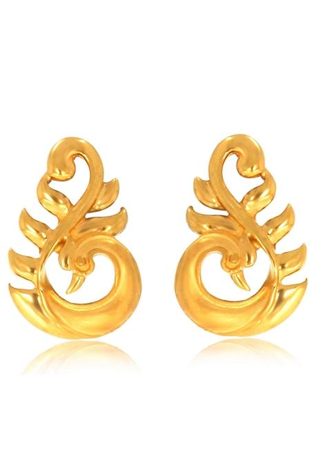 Indya X Senco Splendid Peacock Gold Studs Earrings