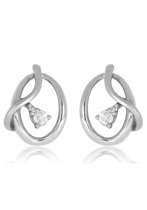 Indya X Senco The Oval Platinum Studs Earrings