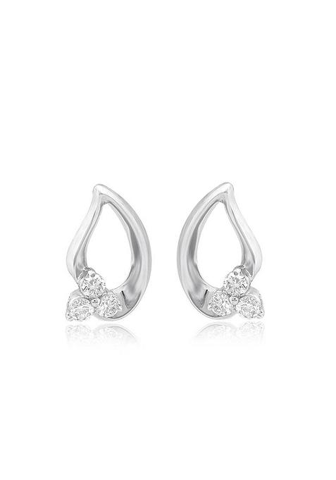 Indya X Senco Chic Petal Platinum Studs Earrings