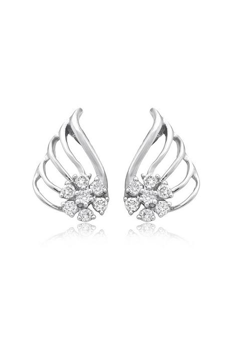 Indya X Senco Shining Shell Platinum Studs Earrings