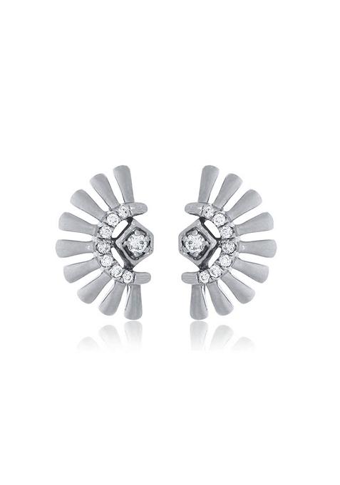 Indya X Senco Pair Of Sun Platinum Studs Earrings