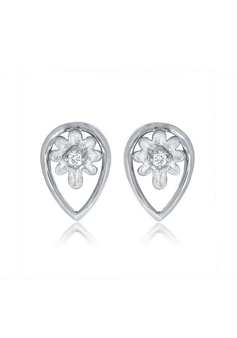 Indya X Senco Floral Drop Earrings Platinum Studs Earrings