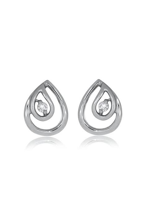 Indya X Senco Trendy Rain Drop Earrings Platinum Studs Earrings