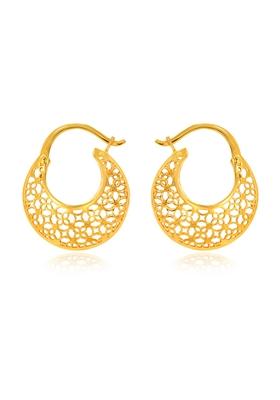Indya X Senco Pretty Overlapping Petals Gold Hoop Earrings