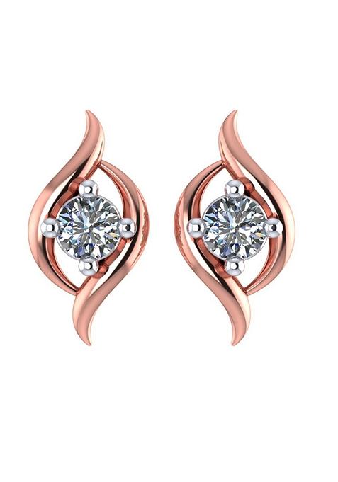 Indya X Senco Rosy Art Solitaire Studs Earrings