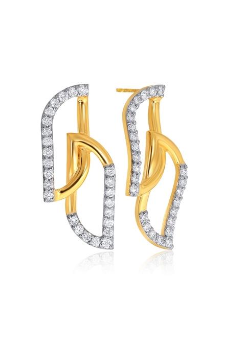 Indya X Senco Voguish Stylish Duo Diamond Studs Earrings