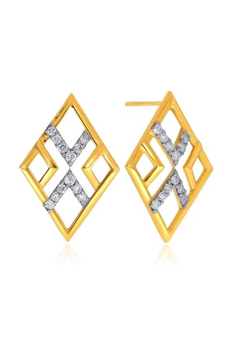 Indya X Senco Chic Rhombus Sheen Diamond Studs Earrings