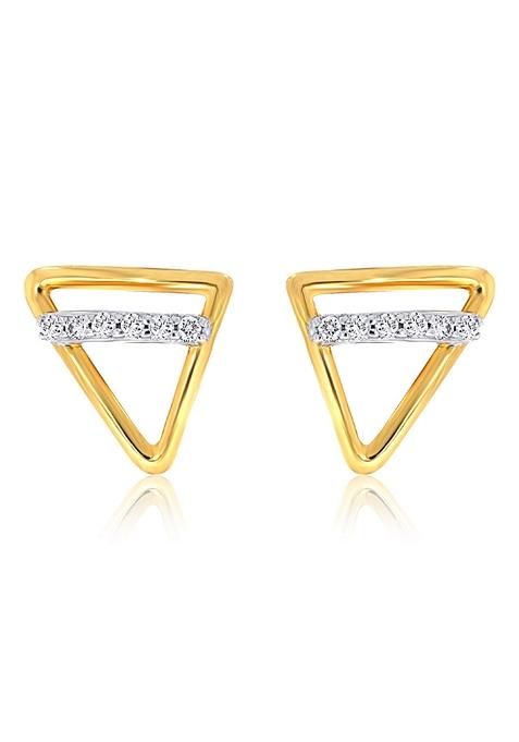 Indya X Senco Chic Triangular Spell Diamond Studs Earrings