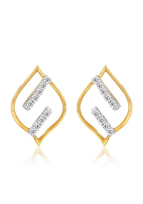 Indya X Senco Dual Glow Stroke Diamond Studs Earrings