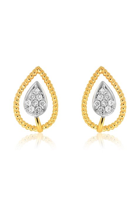 Indya X Senco Captivating Drop Diamond Studs Earrings