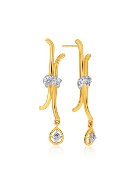 Indya X Senco Fashionable Bond Diamond Drop Earrings