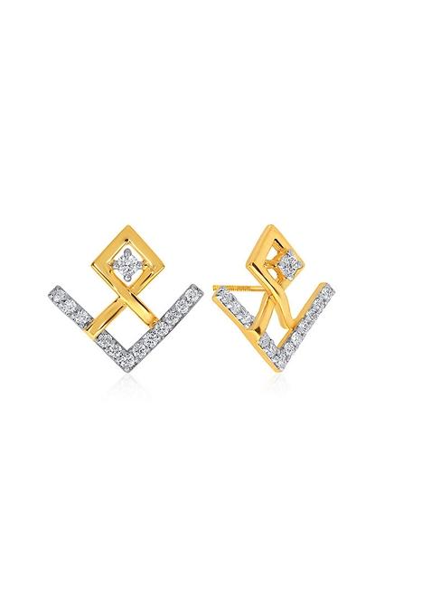 Indya X Senco Sweet Heart Desire Diamond Studs Earrings