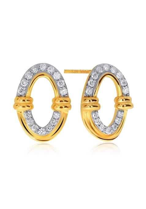 Indya X Senco Pretty Oval Fashion Diamond Studs Earrings