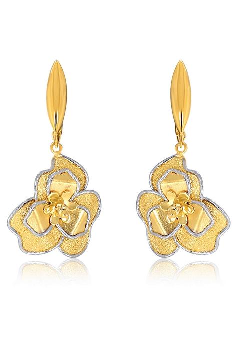 Indya X Senco Dreamy Blossoms Gold Drop Earrings