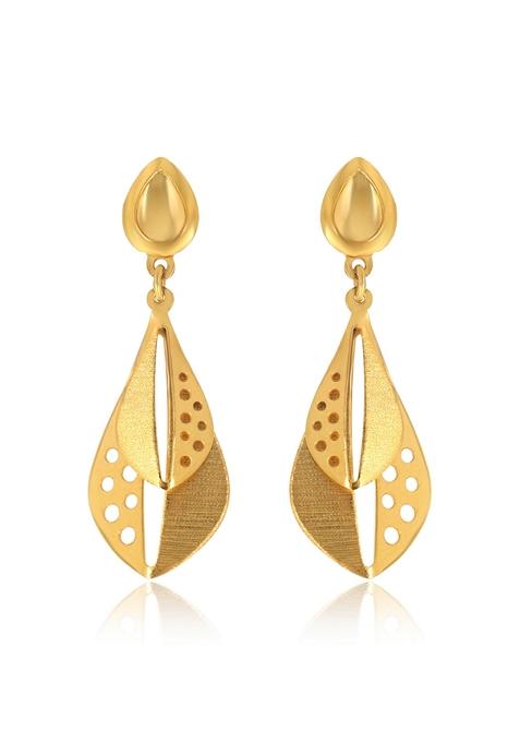 Indya X Senco Dual Perforated Gold Drop Earrings