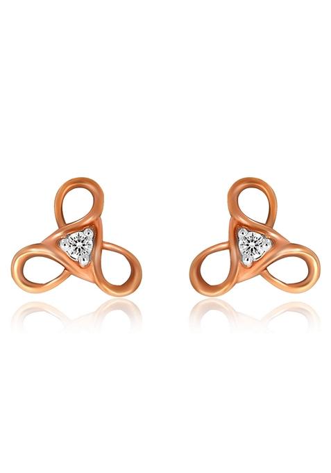 Indya X Senco Dazzling Trio Floral Diamond Studs Earrings