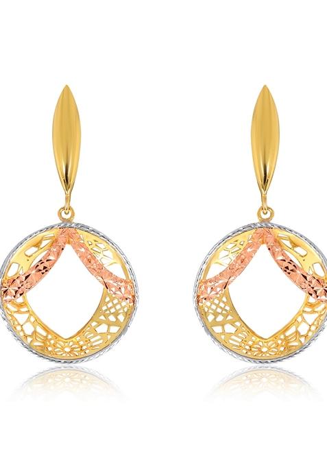 Indya X Senco Mysterious Countenance Gold Drop Earrings