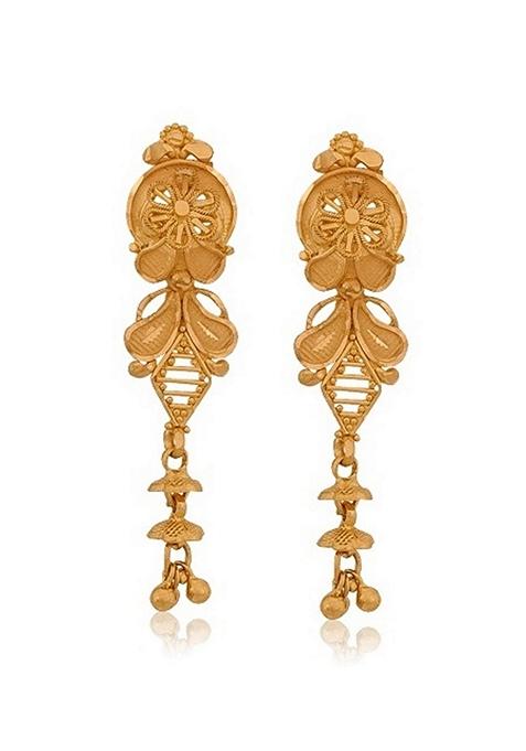 Indya X Senco Blooming Filigree Floral Drop Earrings