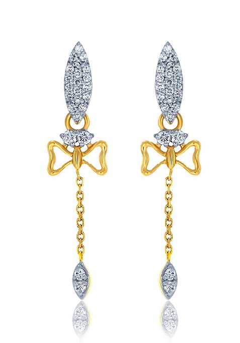 Indya X Senco Princess Bow Diamond Drop Earrings