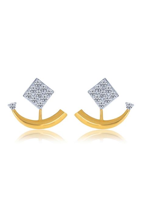 Indya X Senco Crafted Sail Diamond Studs Earrings