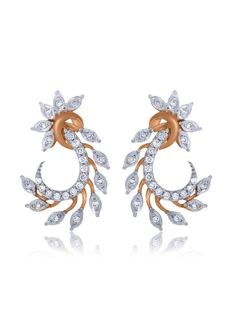 Indya X Senco Luminous Swan Diamond Studs Earrings