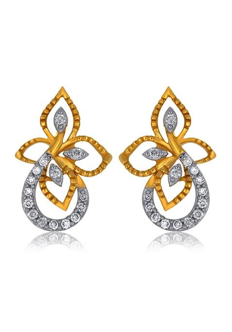 Indya X Senco Glimmer Curvy Diamond Studs Earrings