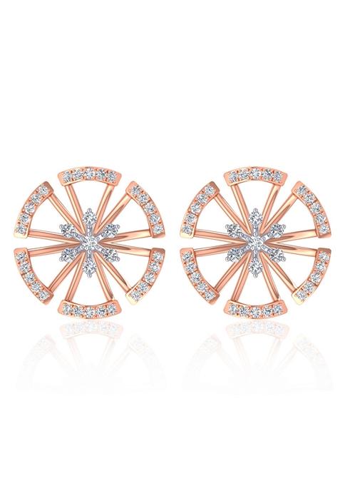 Indya X Senco Alluring Wheel Diamond Studs Earrings