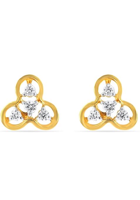 Indya X Senco Sparkling Trinity Diamond Studs Earrings