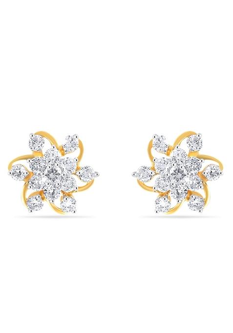 Indya X Senco Floral Novelty Diamond Studs Earrings