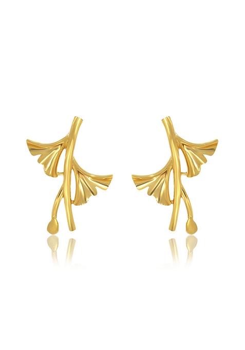 Indya X Senco Branch Of Glow Gold Studs Earrings