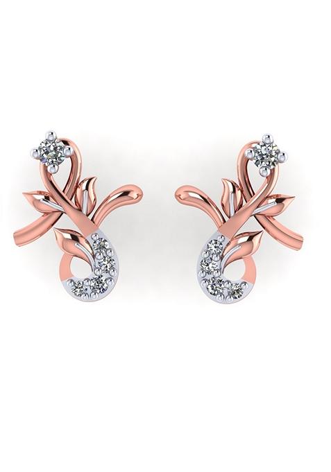 Indya X Senco Dazzling Floret Diamond Studs Earrings