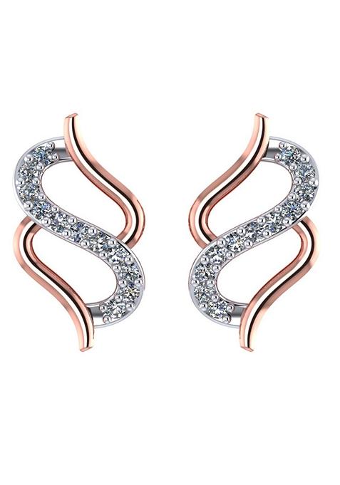 Indya X Senco Sparkling Waves Diamond Studs Earrings