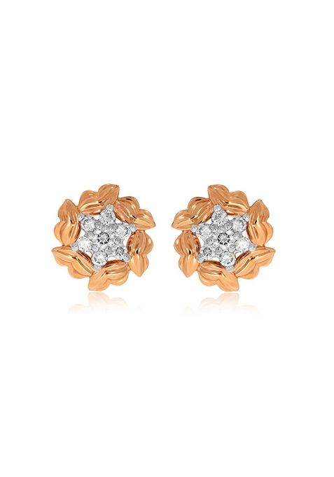 Indya X Senco Smiling Daisy Diamond Studs Earrings