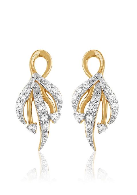 Indya X Senco Floral Twist Diamond Studs Earrings