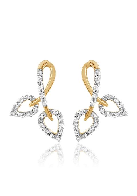 Indya X Senco Twin Floral Diamond Studs Earrings