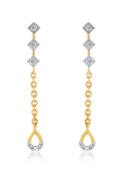 Indya X Senco Sparkling Pendulum Diamond Drop Earrings