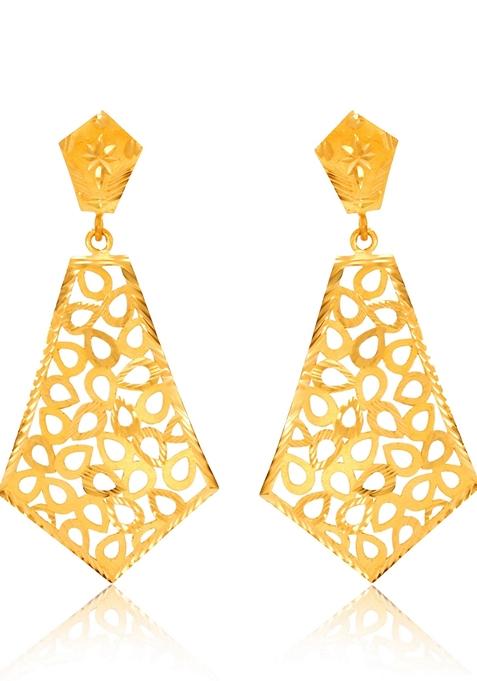 Indya X Senco Tie Gold Dangler Earrings