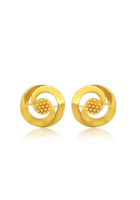 Indya X Senco Glorious Swirling Gold Studs Earrings