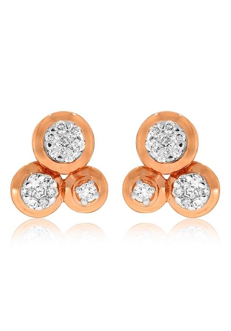 Indya X Senco Circlet Charm Diamond Studs Earrings