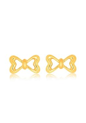 Indya X Senco The Heart Bow Gold Baby Studs Earrings