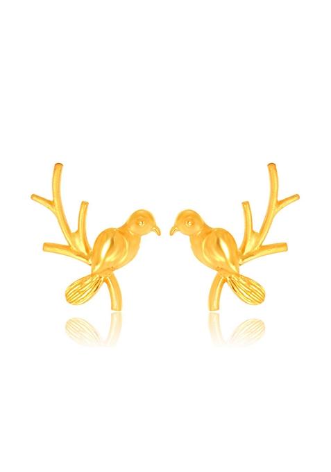 Indya X Senco Chilling Bird Gold Studs Earrings