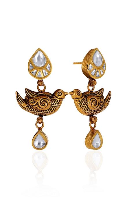 Indya X Senco Gold 22K Yellow Gold Kundan Earrings