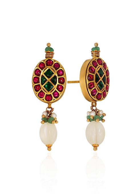Indya X Senco Gold 22K Yellow Gold Kundan Earrings