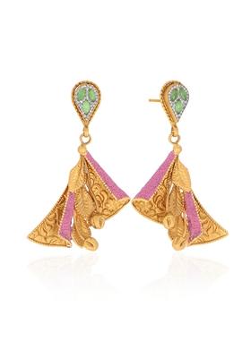 Indya X Senco Gold 22K Yellow Gold Kundan Drop Earrings