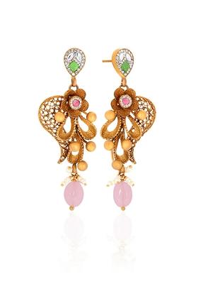 Indya X Senco Gold 22K Yellow Gold Kundan Drop Earrings