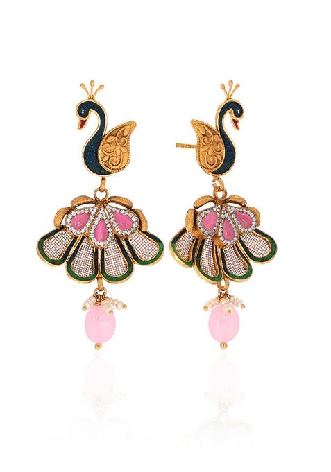Indya X Senco Gold 22K Yellow Gold Kundan Drop Earrings