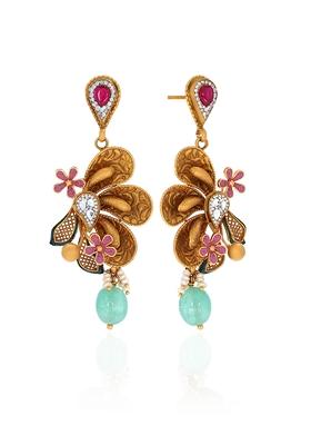 Indya X Senco Gold 22K Yellow Gold Kundan Drop Earrings