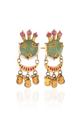 Indya X Senco Gold 22K Yellow Gold Kundan Earrings
